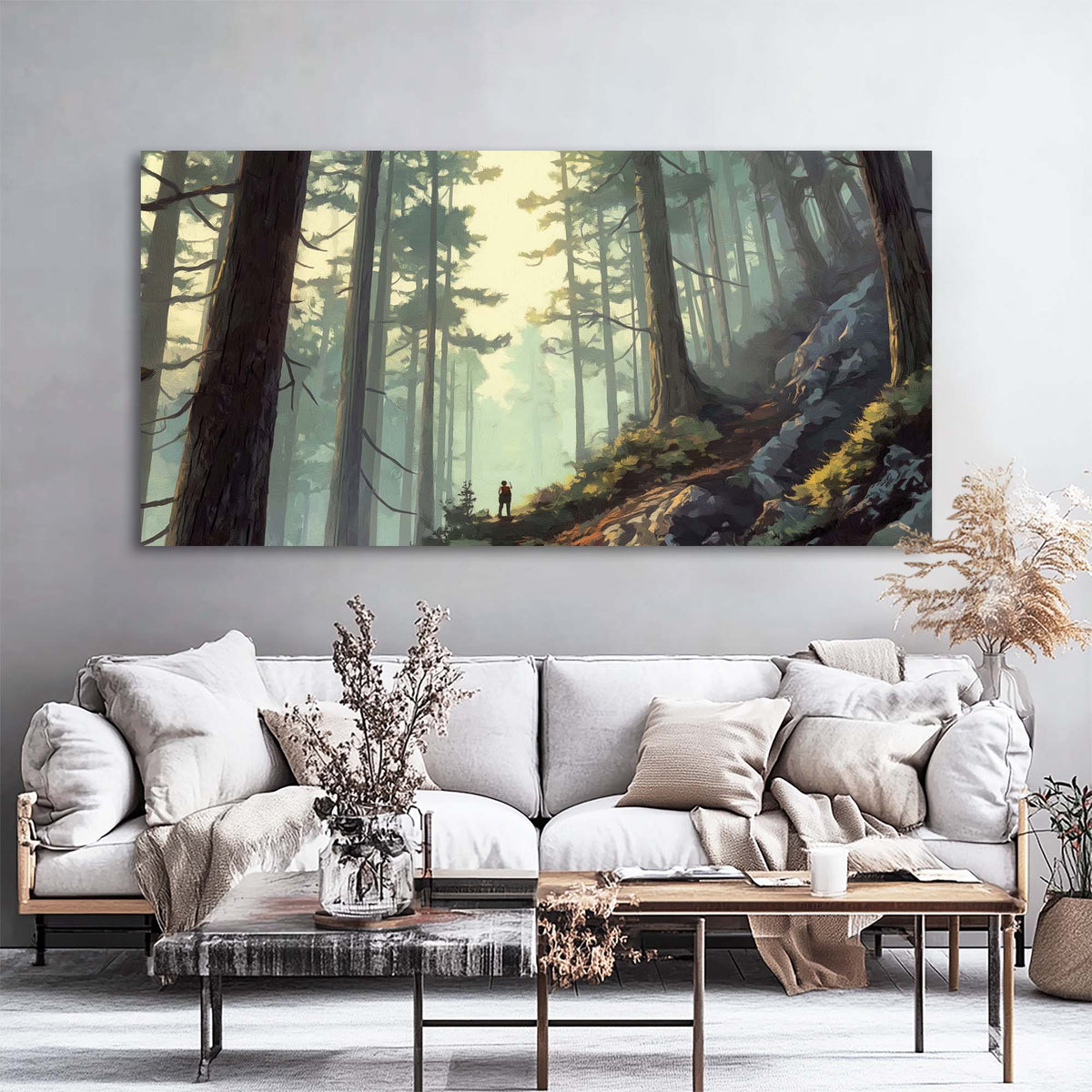 Navy Blue Fantasy Nature Canvas Wall Art for Living Room Prints Artwork Bedroom Office Decor
