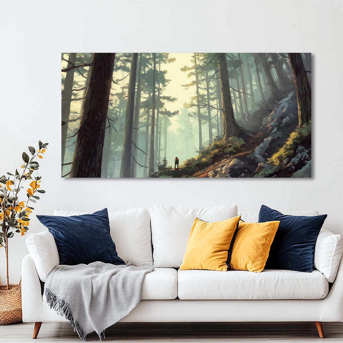 Navy Blue Fantasy Nature Canvas Wall Art for Living Room Prints Artwork Bedroom Office Decor