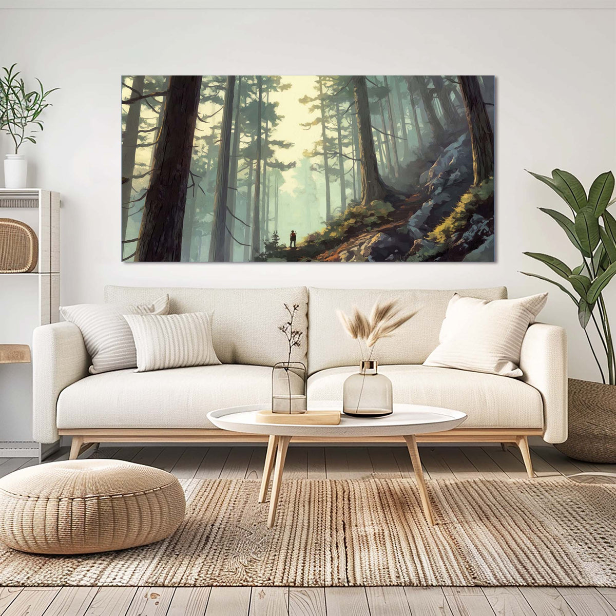 Navy Blue Fantasy Nature Canvas Wall Art for Living Room Prints Artwork Bedroom Office Decor