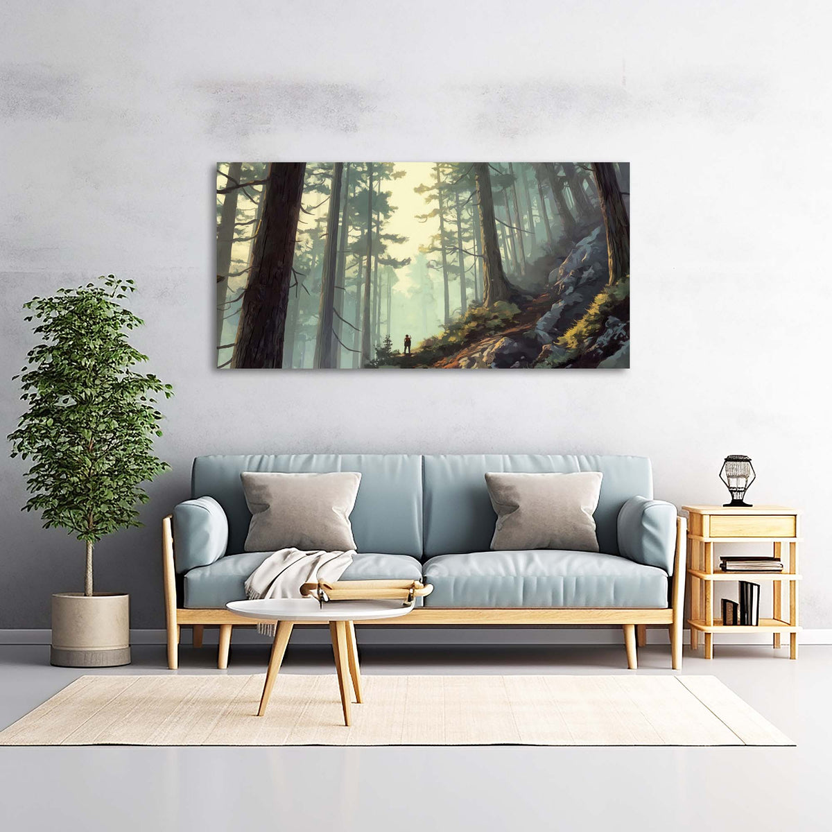 Navy Blue Fantasy Nature Canvas Wall Art for Living Room Prints Artwork Bedroom Office Decor