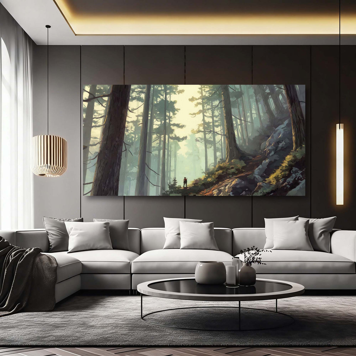 Navy Blue Fantasy Nature Canvas Wall Art for Living Room Prints Artwork Bedroom Office Decor