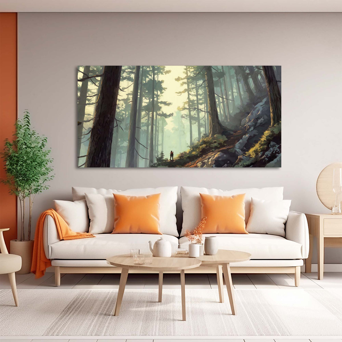 Navy Blue Fantasy Nature Canvas Wall Art for Living Room Prints Artwork Bedroom Office Decor