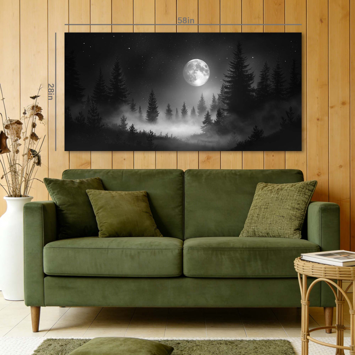Navy Blue Black and White Nature Canvas Wall Art for Living Room Prints Artwork Bedroom Office Decor