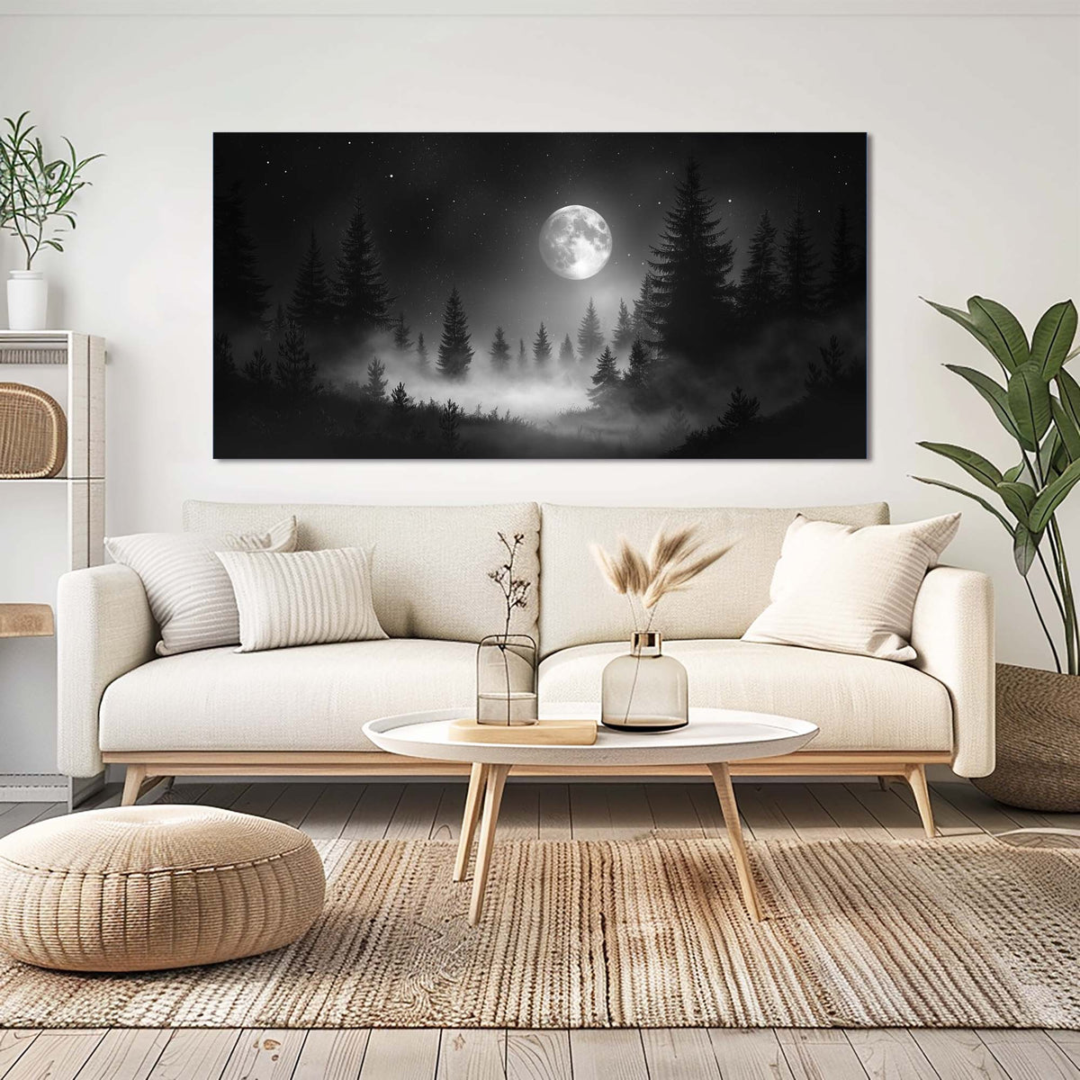 Navy Blue Black and White Nature Canvas Wall Art for Living Room Prints Artwork Bedroom Office Decor