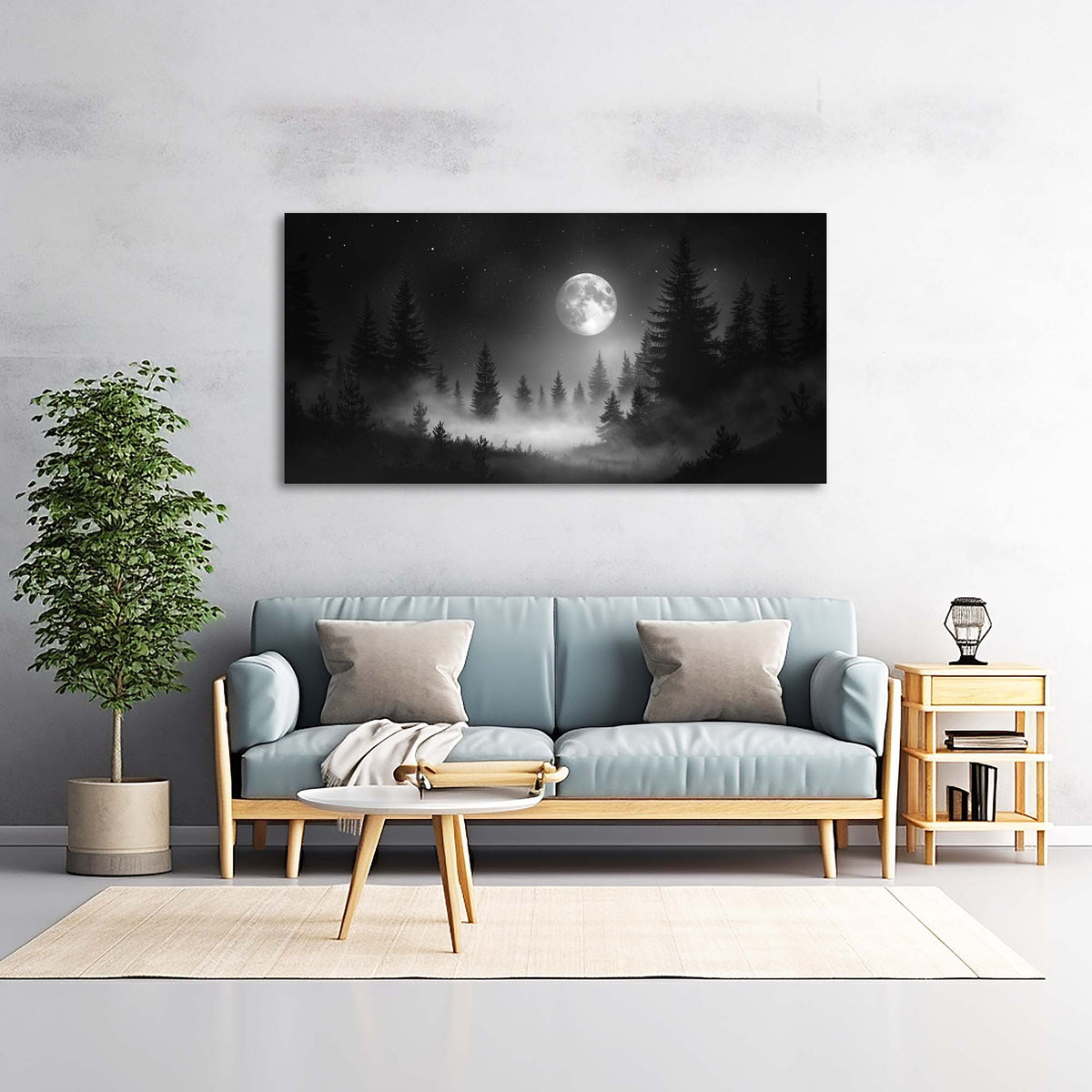 Navy Blue Black and White Nature Canvas Wall Art for Living Room Prints Artwork Bedroom Office Decor