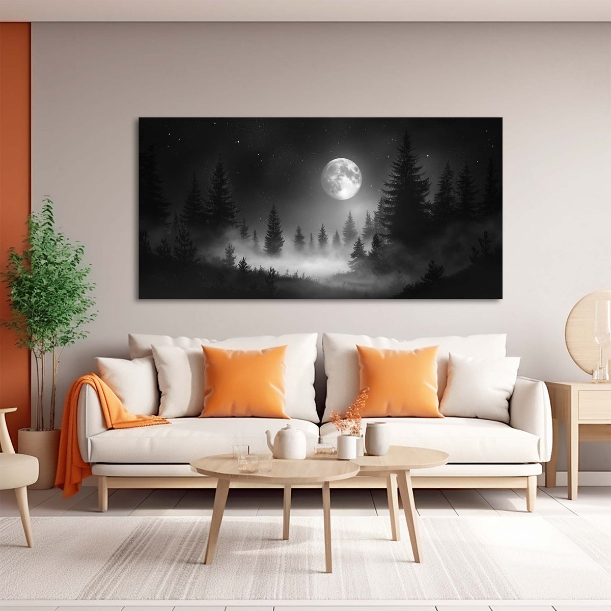 Navy Blue Black and White Nature Canvas Wall Art for Living Room Prints Artwork Bedroom Office Decor