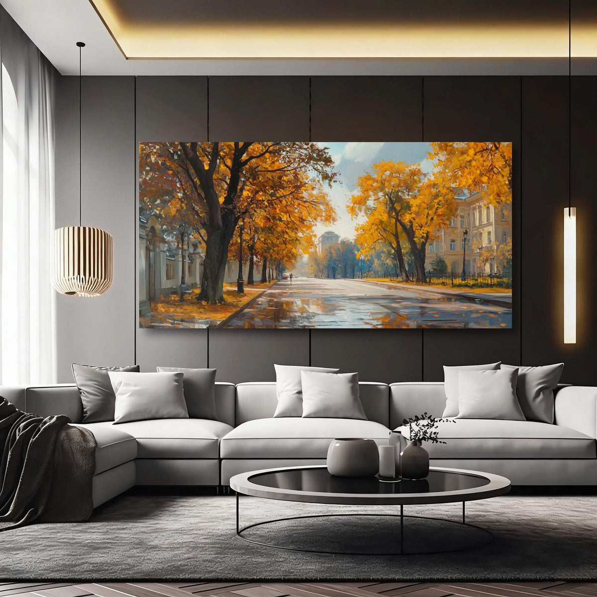 Navy Blue Nature Wall Art for Living Room Canvas Painting Prints Art Deco Artwork Office Bedroom Decor