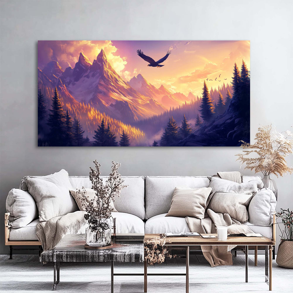 Navy Blue Fantasy Nature Wall Art Canvas Painting Prints Artwor Office Bedroom Living Room Decor