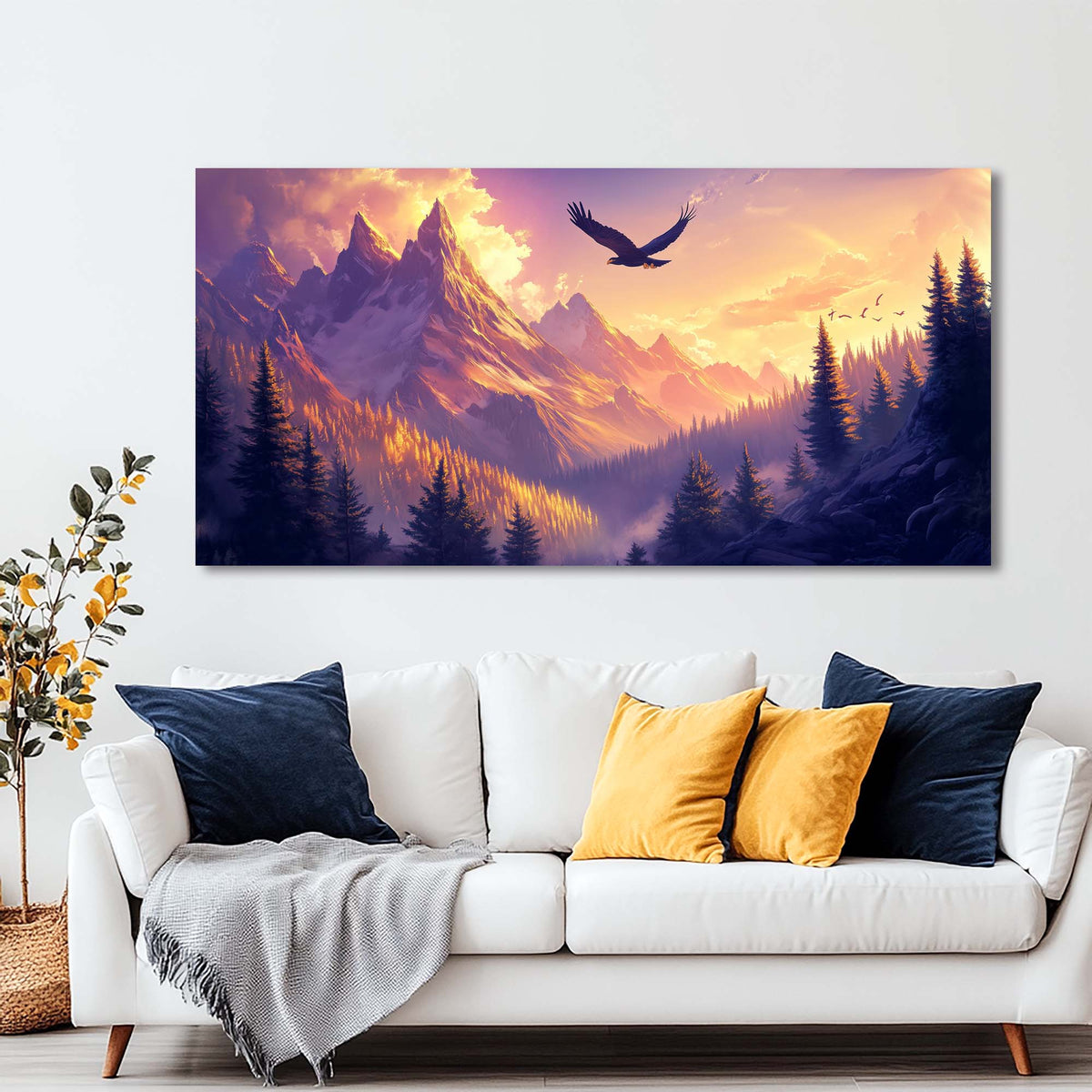 Navy Blue Fantasy Nature Wall Art Canvas Painting Prints Artwor Office Bedroom Living Room Decor