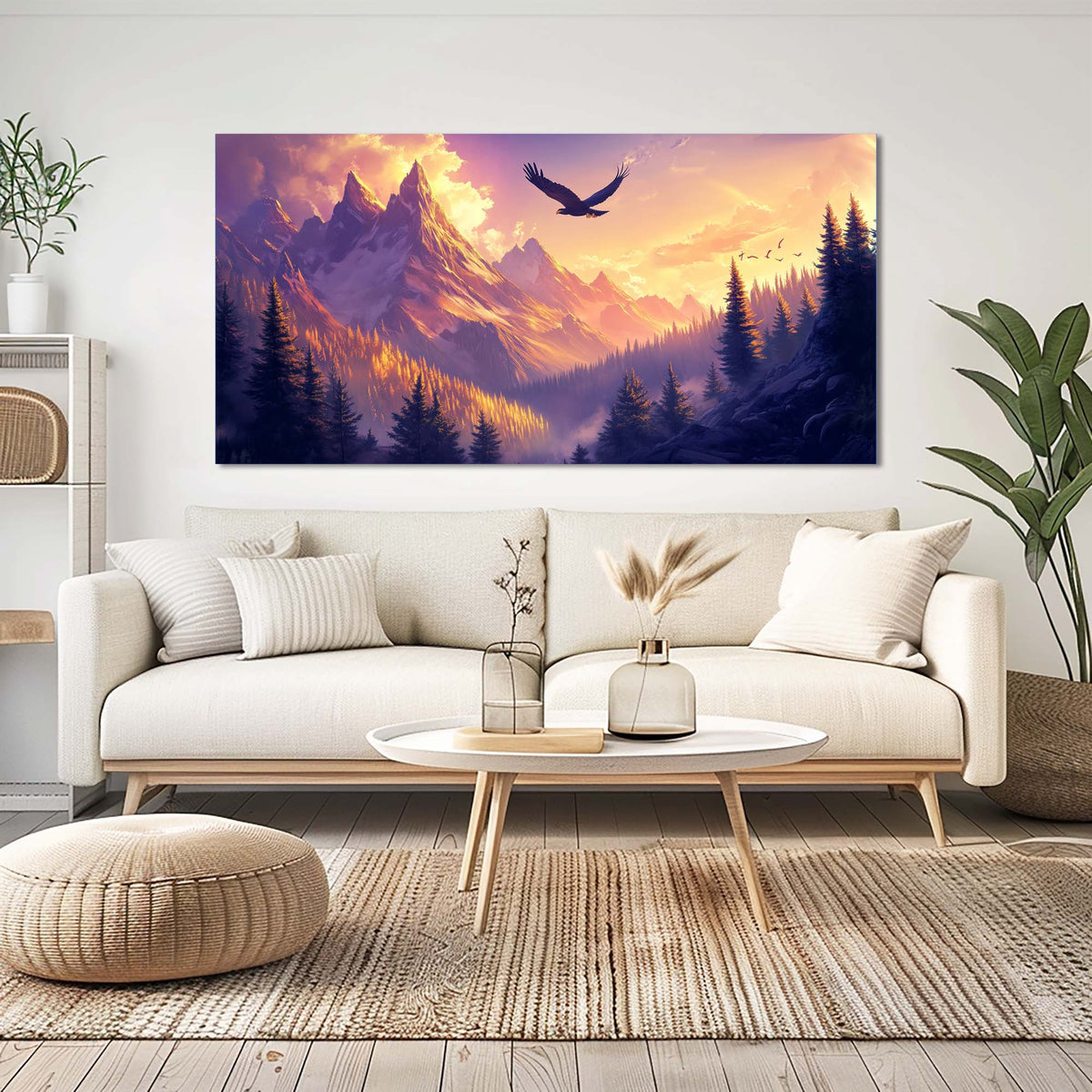 Navy Blue Fantasy Nature Wall Art Canvas Painting Prints Artwor Office Bedroom Living Room Decor