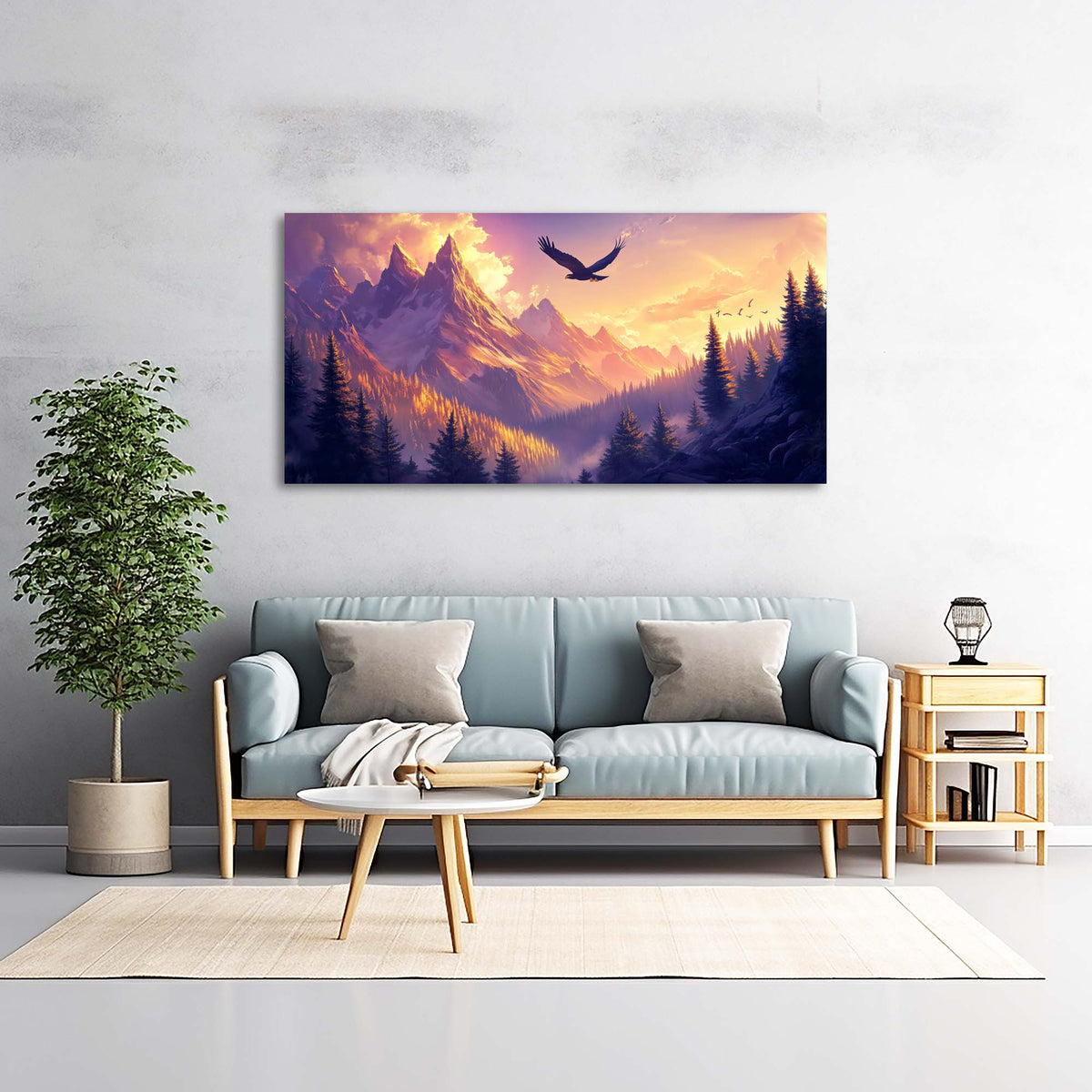 Navy Blue Fantasy Nature Wall Art Canvas Painting Prints Artwor Office Bedroom Living Room Decor