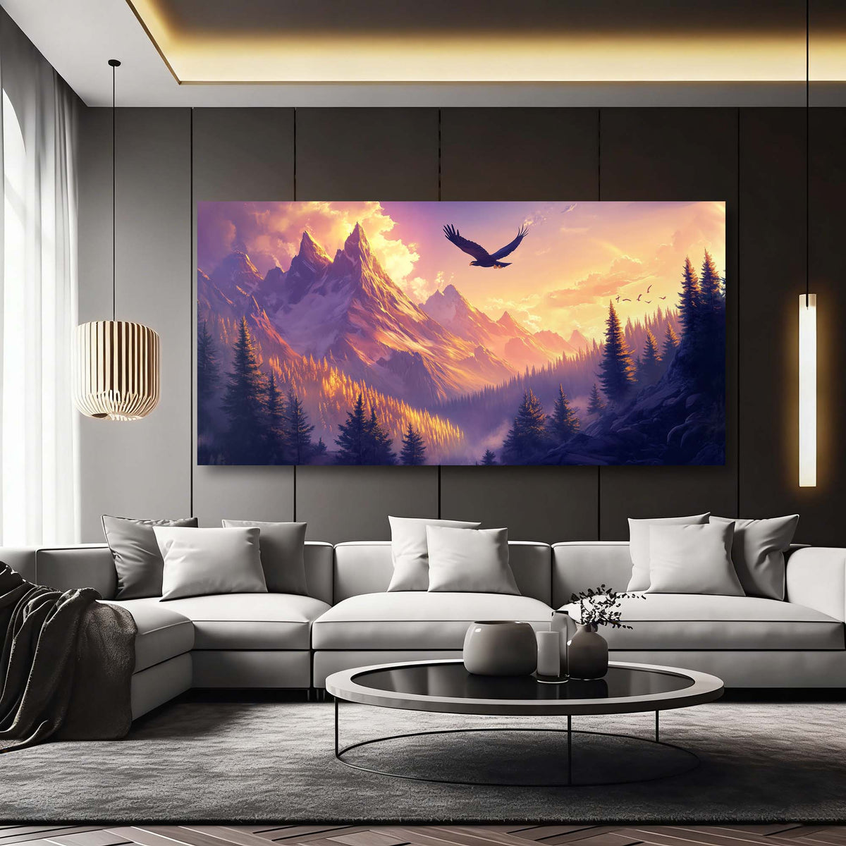 Navy Blue Fantasy Nature Wall Art Canvas Painting Prints Artwor Office Bedroom Living Room Decor