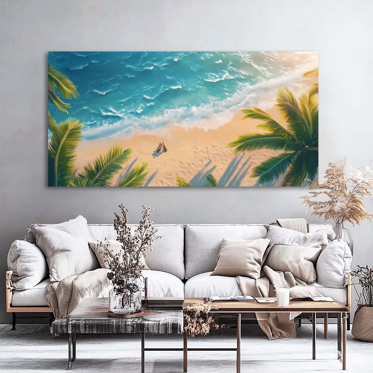 Blue Tropical Nature Canvas Wall Art for Living Room Prints Artwork Bedroom Office Decor