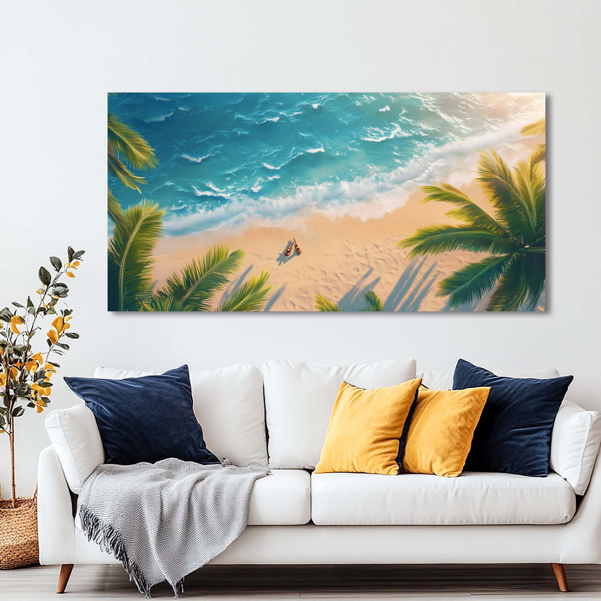 Blue Tropical Nature Canvas Wall Art for Living Room Prints Artwork Bedroom Office Decor