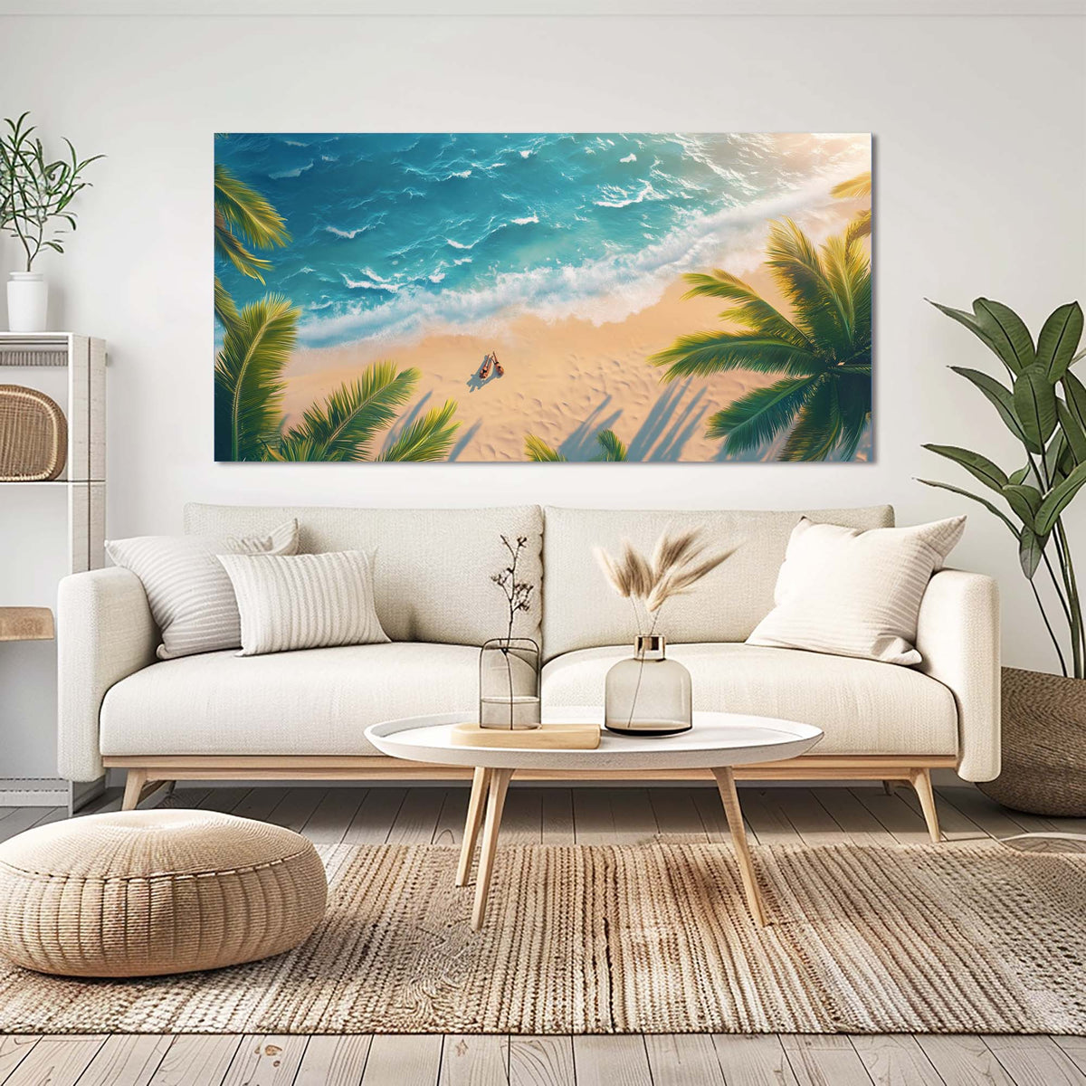 Blue Tropical Nature Canvas Wall Art for Living Room Prints Artwork Bedroom Office Decor