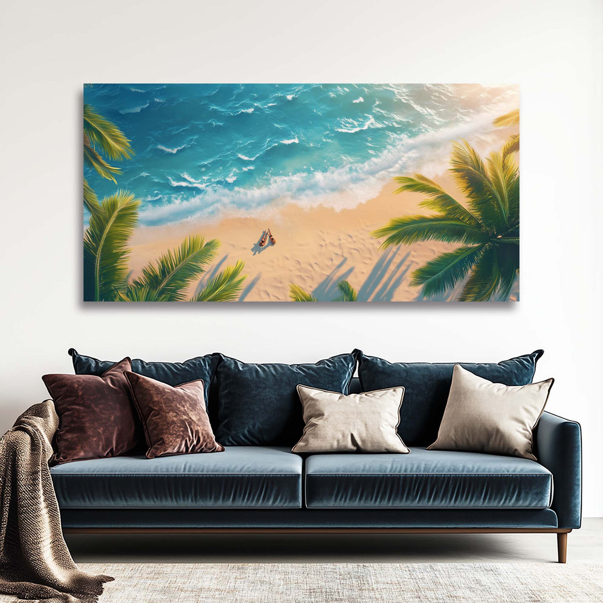 Blue Tropical Nature Canvas Wall Art for Living Room Prints Artwork Bedroom Office Decor