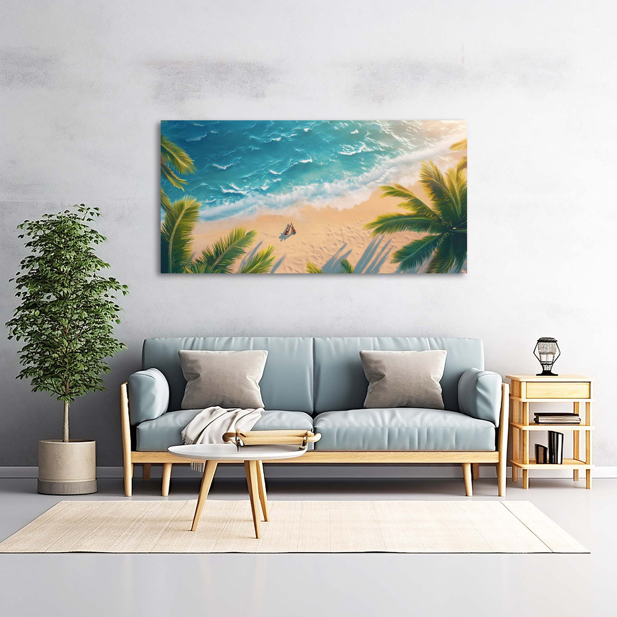 Blue Tropical Nature Canvas Wall Art for Living Room Prints Artwork Bedroom Office Decor