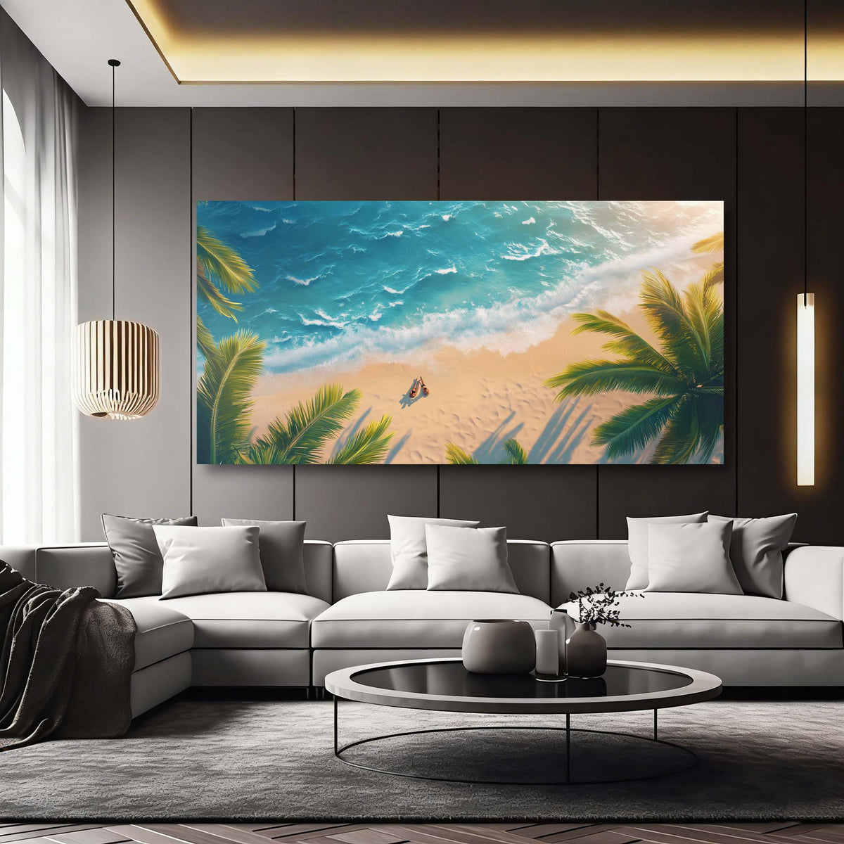 Blue Tropical Nature Canvas Wall Art for Living Room Prints Artwork Bedroom Office Decor