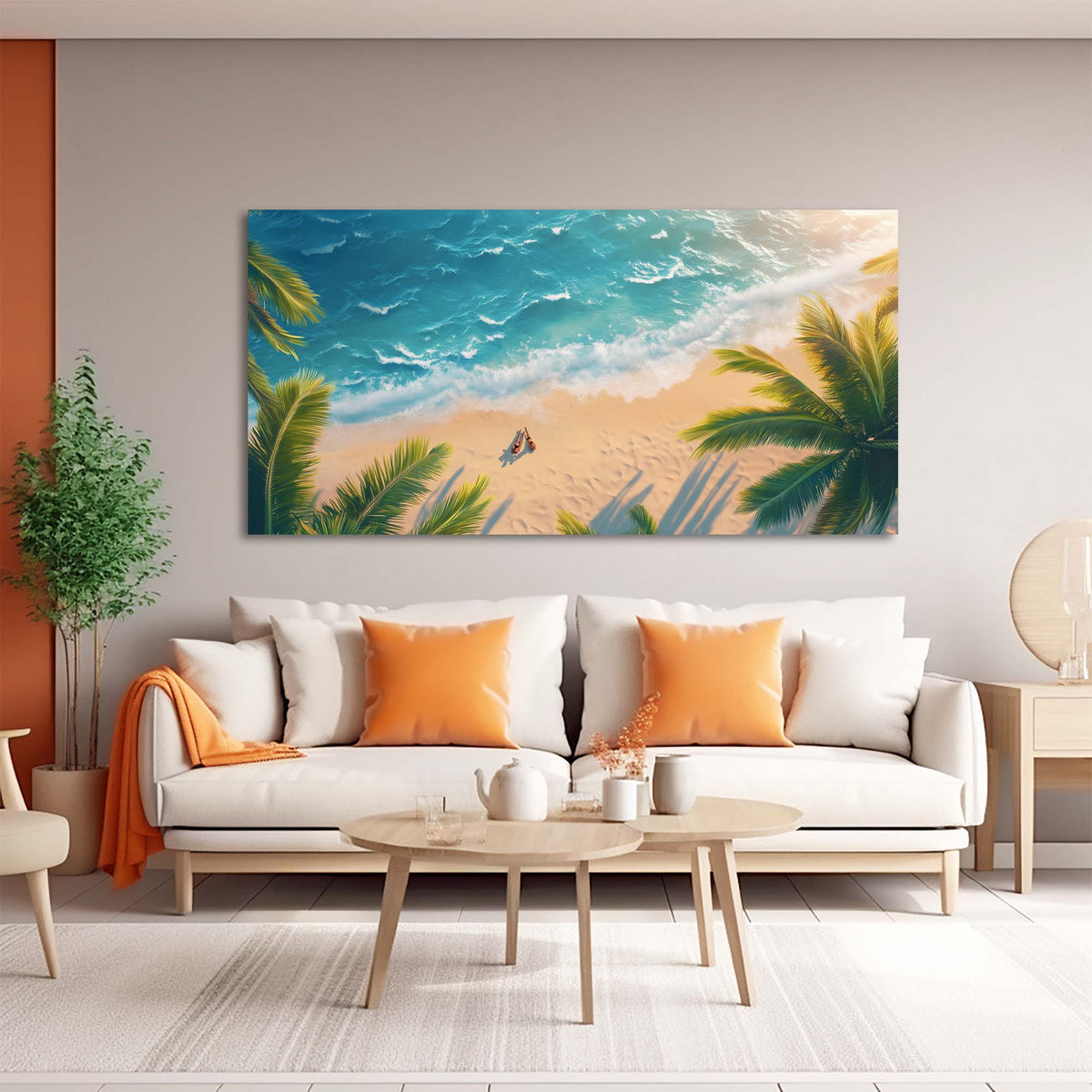 Blue Tropical Nature Canvas Wall Art for Living Room Prints Artwork Bedroom Office Decor