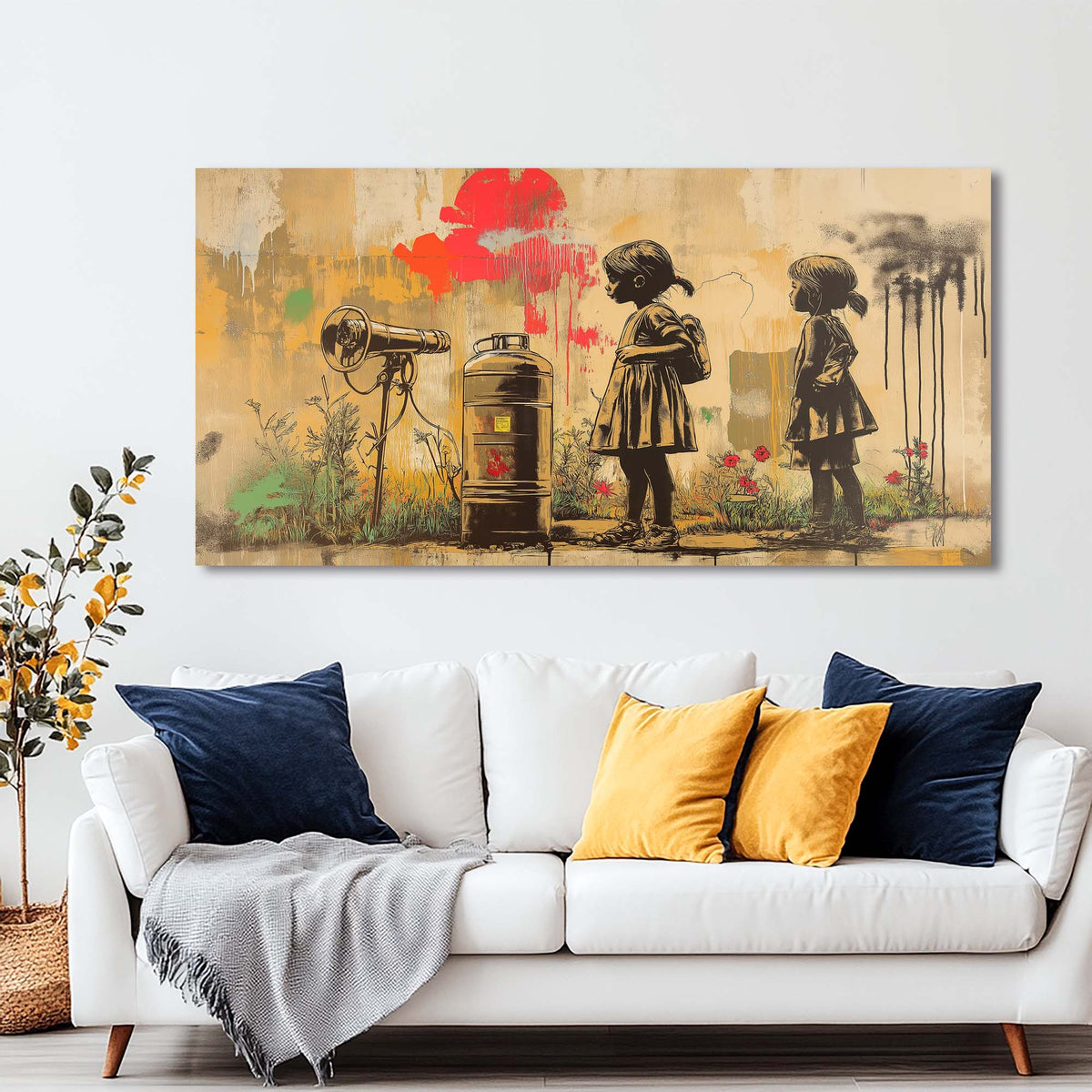 Khaki Urban Floral Wall Art Art Deco Painting Prints Canvas Artwork Living Room Family Bedroom Office Decor
