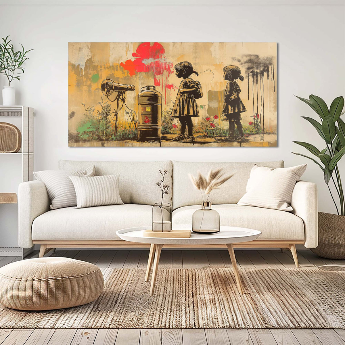Khaki Urban Floral Wall Art Art Deco Painting Prints Canvas Artwork Living Room Family Bedroom Office Decor