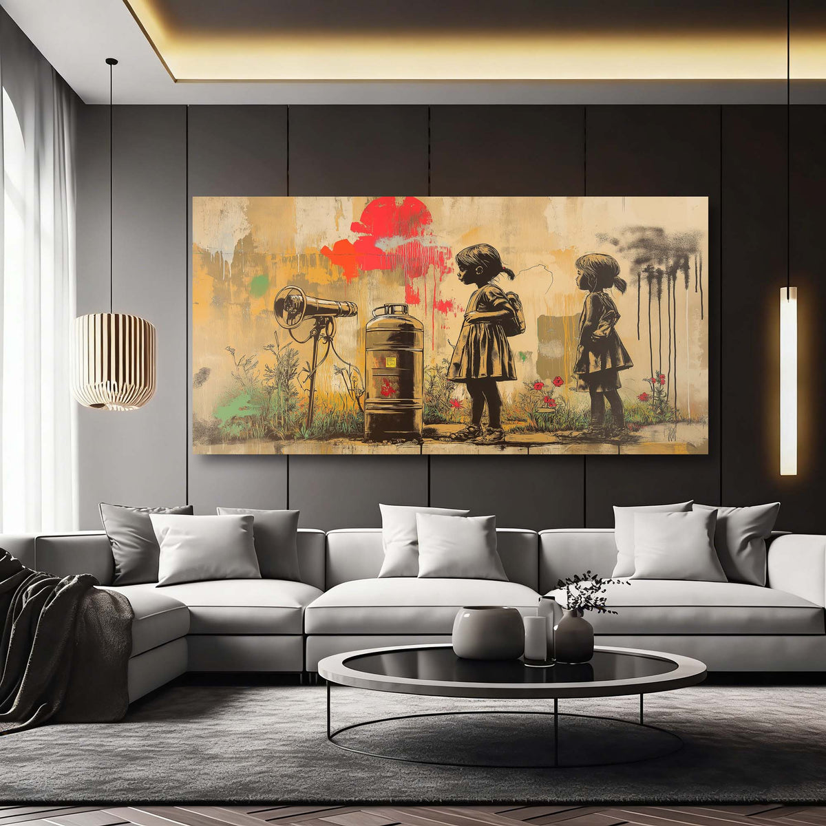 Khaki Urban Floral Wall Art Art Deco Painting Prints Canvas Artwork Living Room Family Bedroom Office Decor