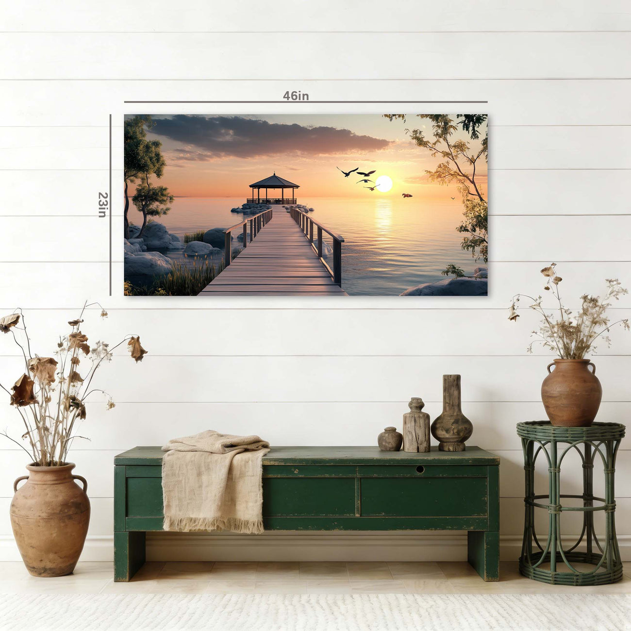 Navy Blue Coastal Nature Wall Art Modern Canvas Painting Prints Artwork Office Hallway Bedroom Living Room Decor