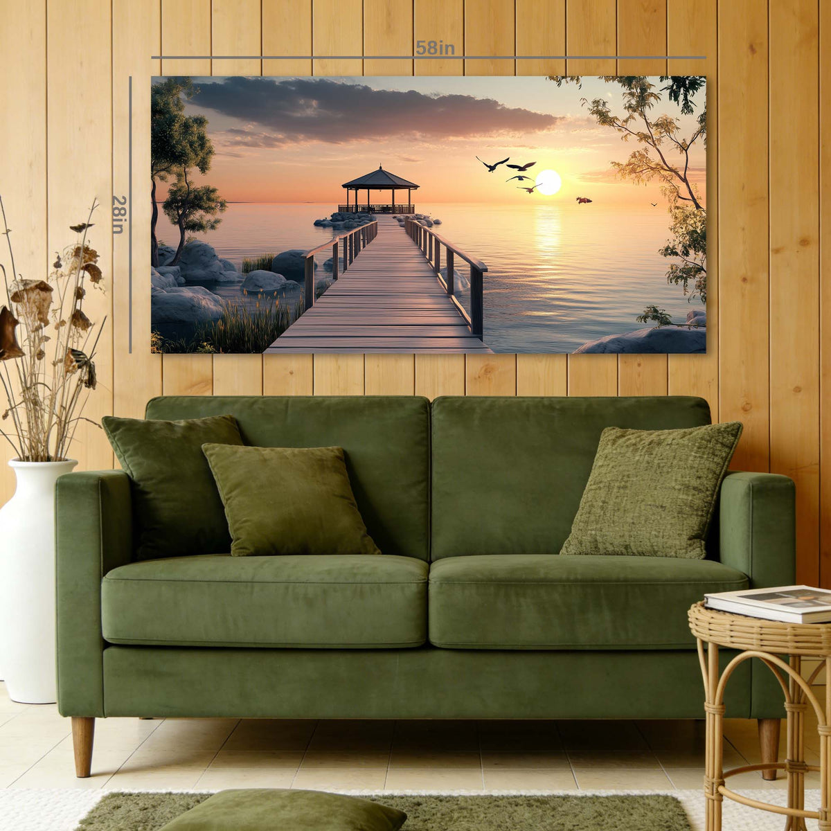 Navy Blue Coastal Nature Wall Art Modern Canvas Painting Prints Artwork Office Hallway Bedroom Living Room Decor