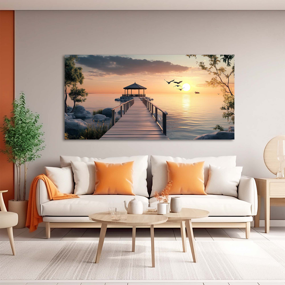 Navy Blue Coastal Nature Wall Art Modern Canvas Painting Prints Artwork Office Hallway Bedroom Living Room Decor