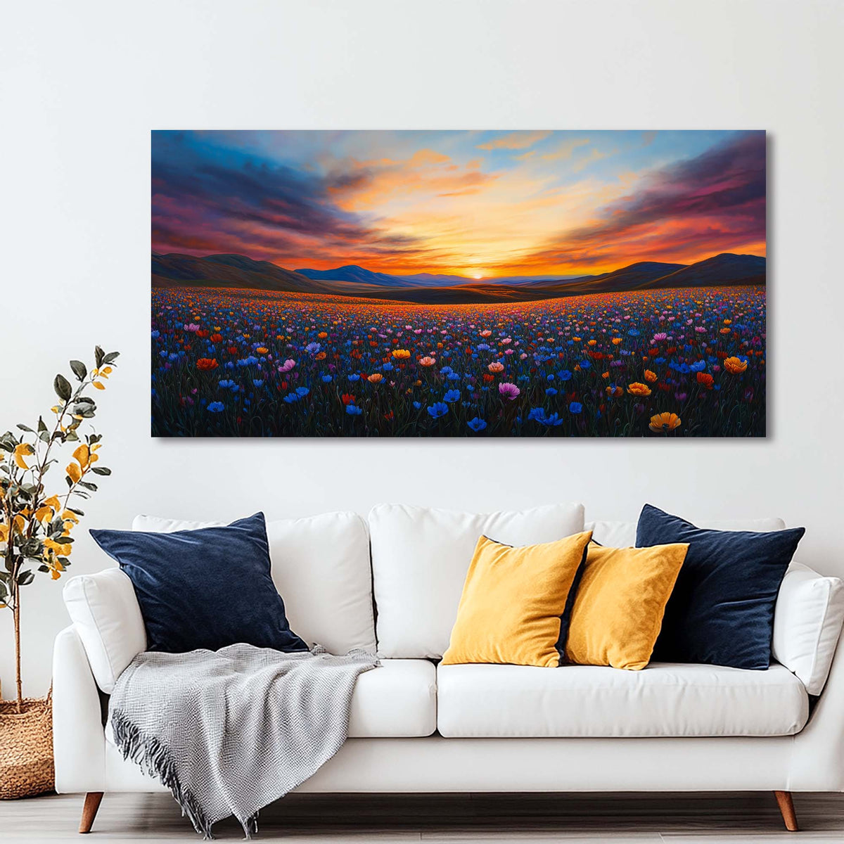 Pink Pretty Floral Canvas Wall Art for Living Room Prints Artwork Bedroom Office Decor