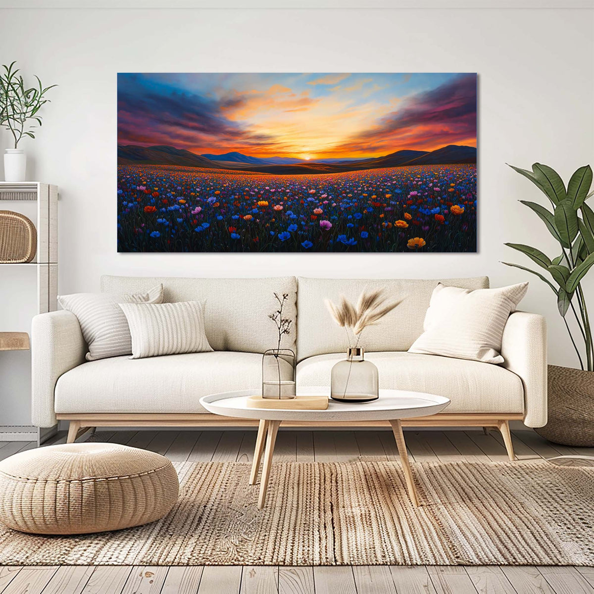 Pink Pretty Floral Canvas Wall Art for Living Room Prints Artwork Bedroom Office Decor
