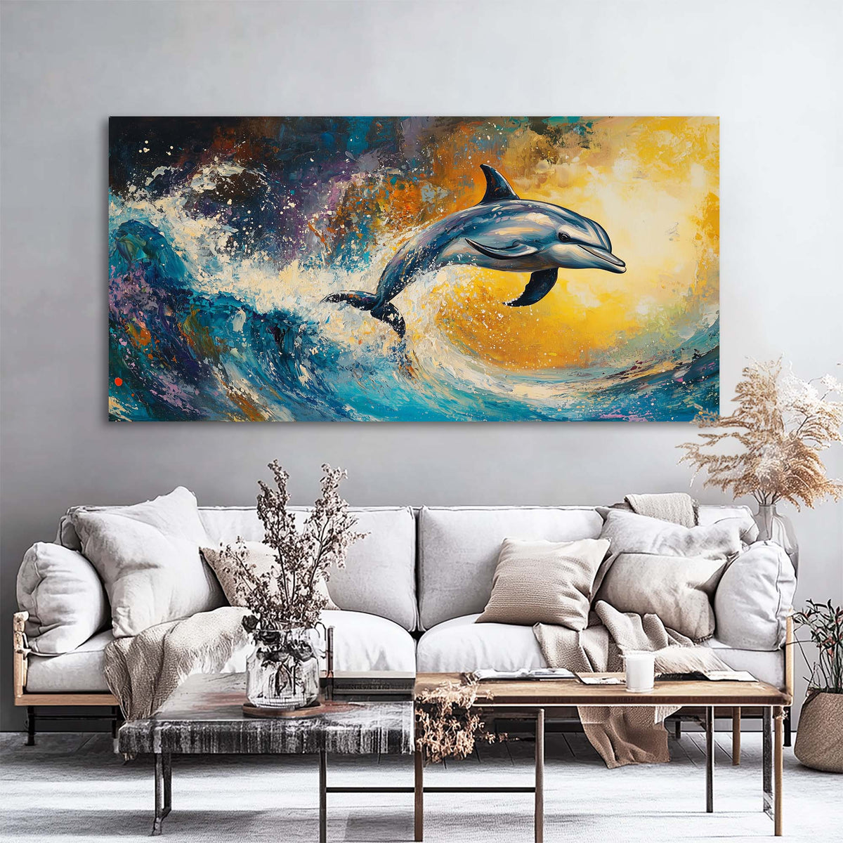 Navy Blue Animals Wall Art for Living Room Canvas Painting Prints Art Deco Artwork Office Bedroom Decor