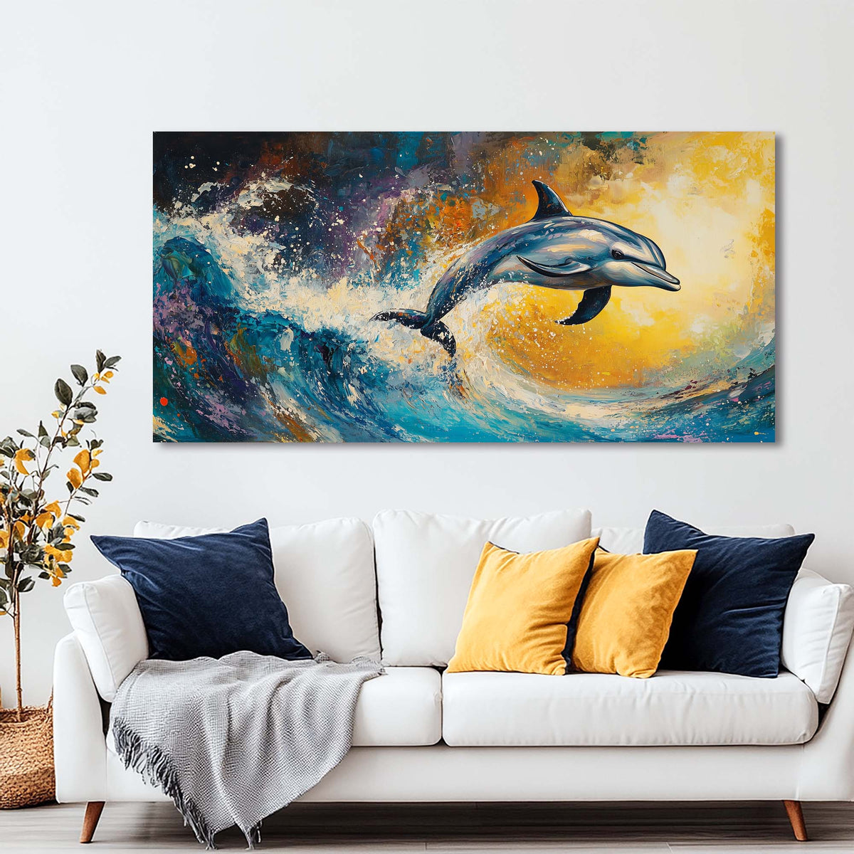 Navy Blue Animals Wall Art for Living Room Canvas Painting Prints Art Deco Artwork Office Bedroom Decor