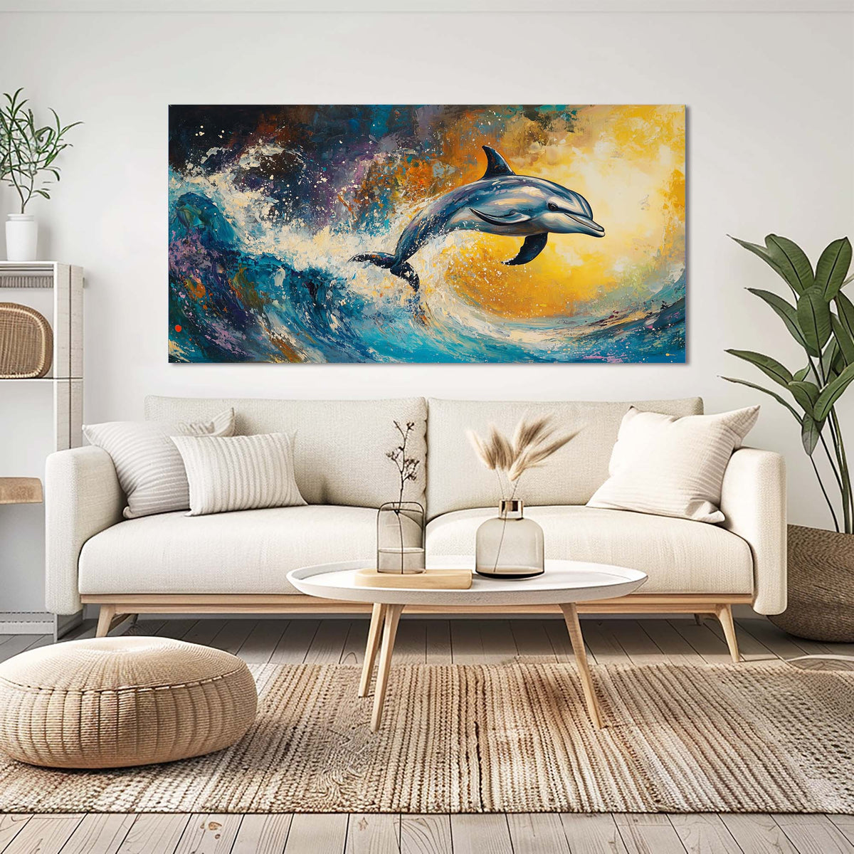 Navy Blue Animals Wall Art for Living Room Canvas Painting Prints Art Deco Artwork Office Bedroom Decor
