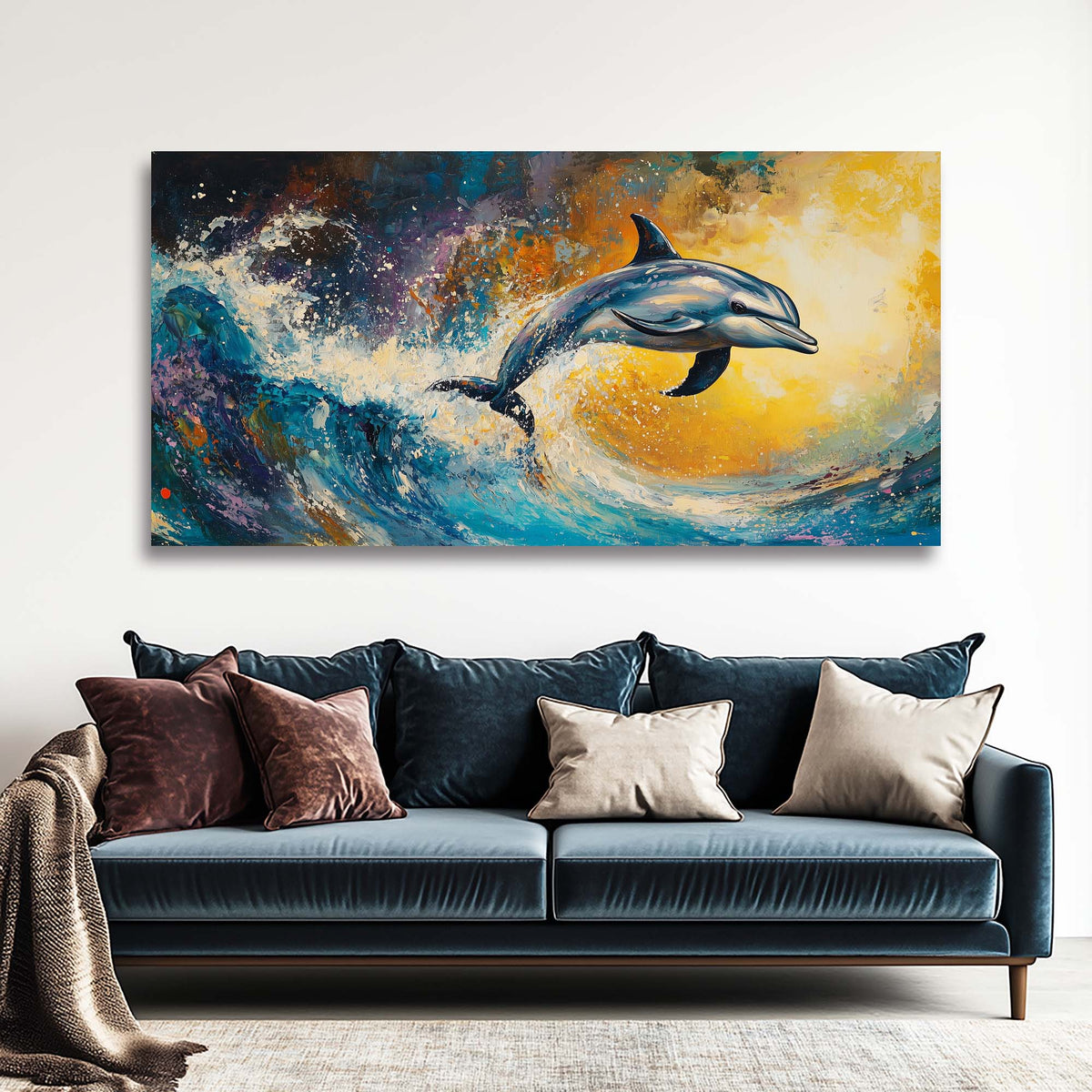 Navy Blue Animals Wall Art for Living Room Canvas Painting Prints Art Deco Artwork Office Bedroom Decor