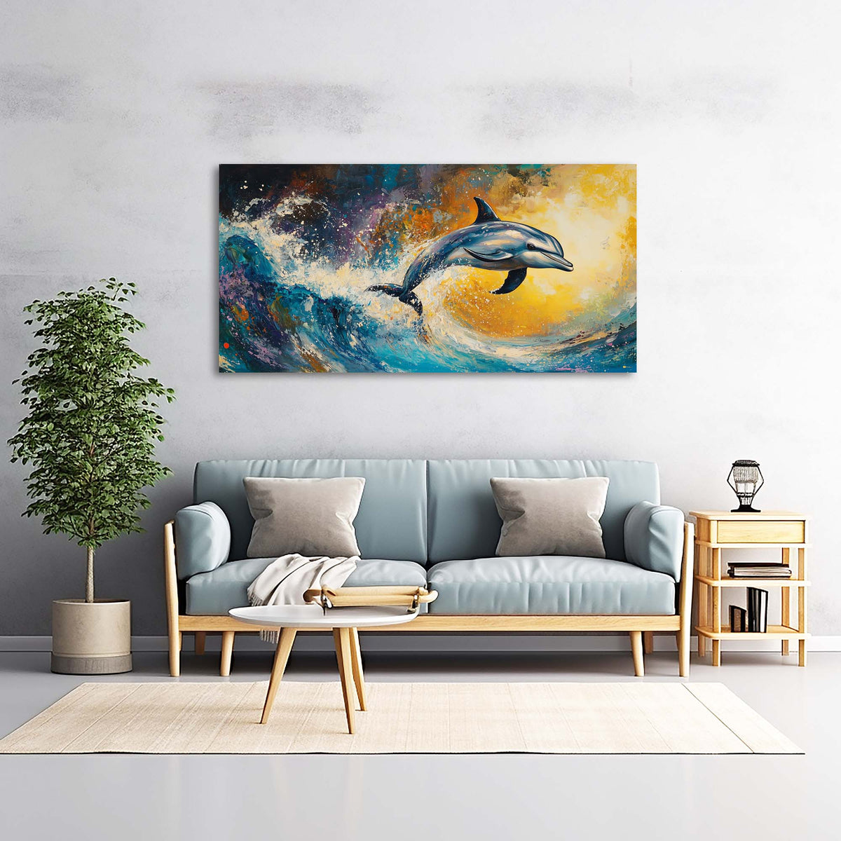 Navy Blue Animals Wall Art for Living Room Canvas Painting Prints Art Deco Artwork Office Bedroom Decor