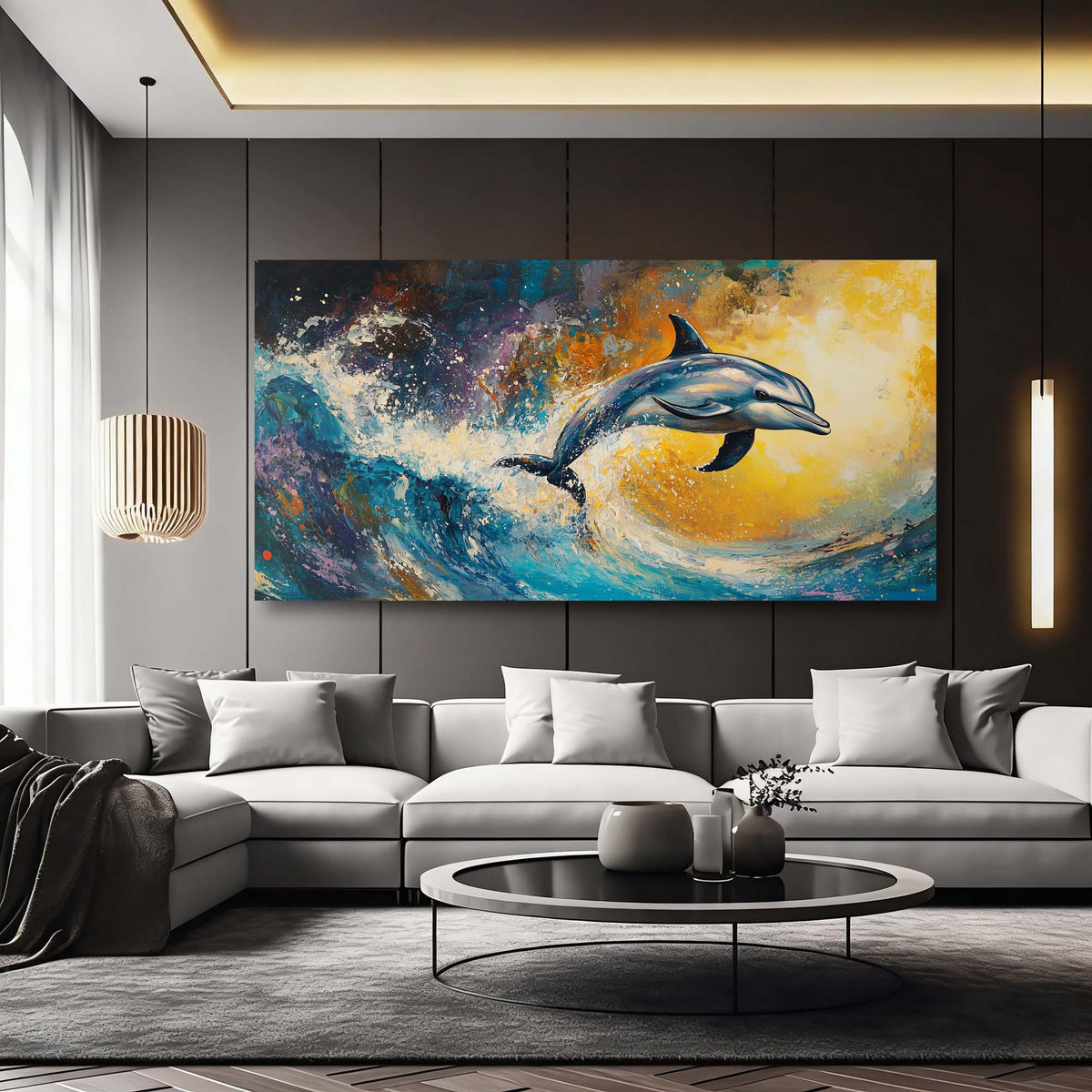 Navy Blue Animals Wall Art for Living Room Canvas Painting Prints Art Deco Artwork Office Bedroom Decor