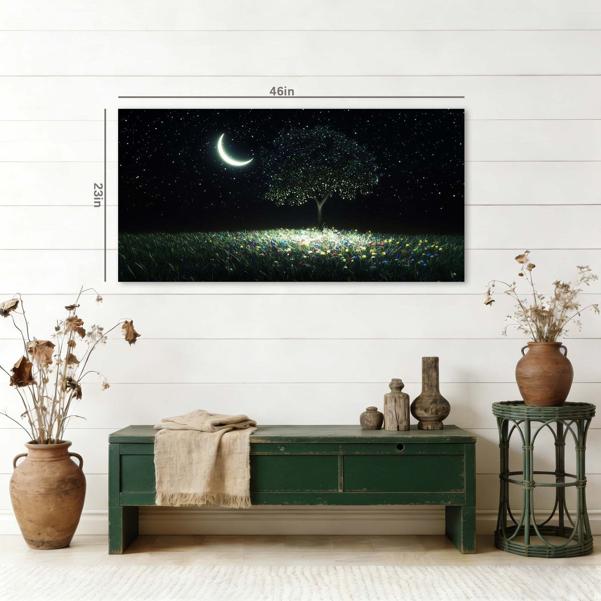 Navy Blue Fantasy Nature Canvas Wall Art for Living Room Prints Artwork Bedroom Office Decor