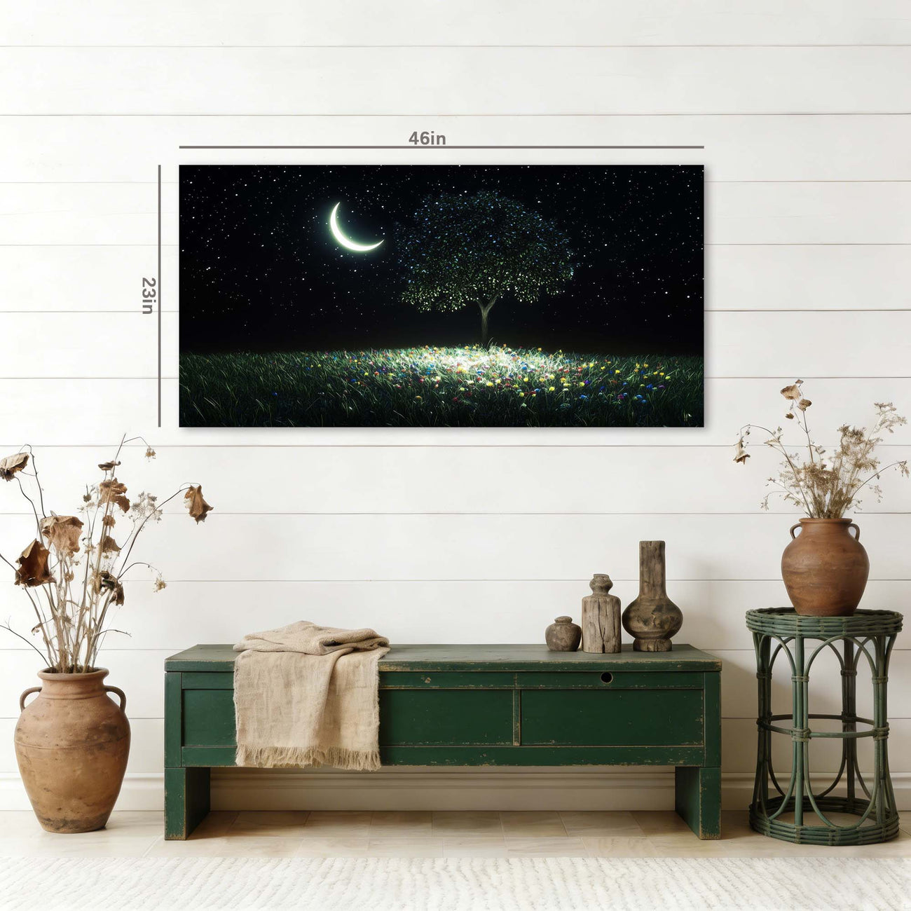 Navy Blue Fantasy Nature Canvas Wall Art for Living Room Prints Artwork Bedroom Office Decor