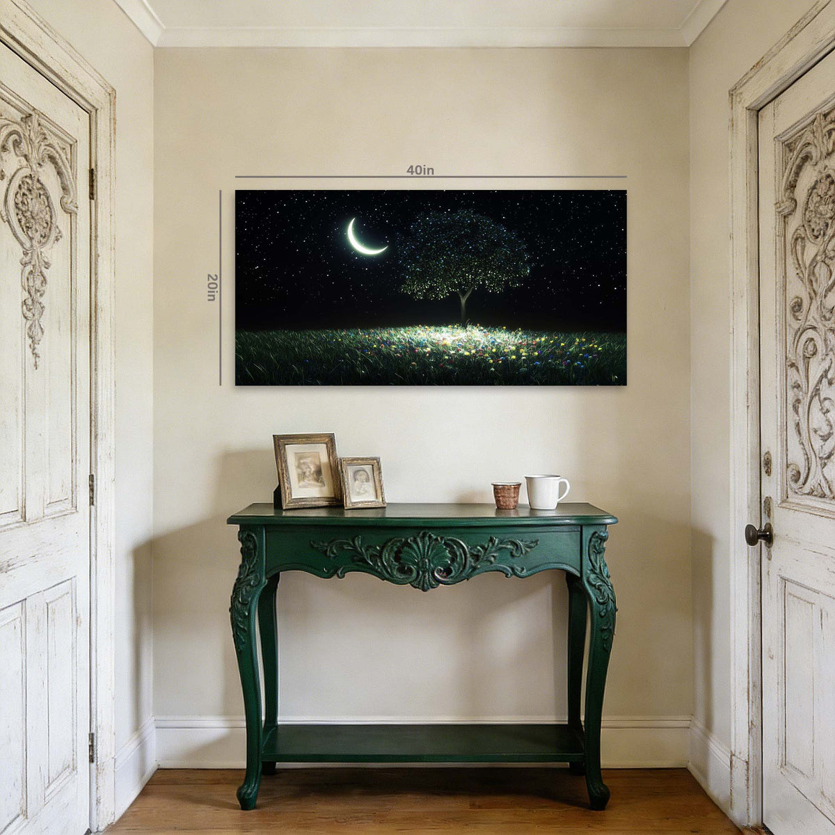 Navy Blue Fantasy Nature Canvas Wall Art for Living Room Prints Artwork Bedroom Office Decor