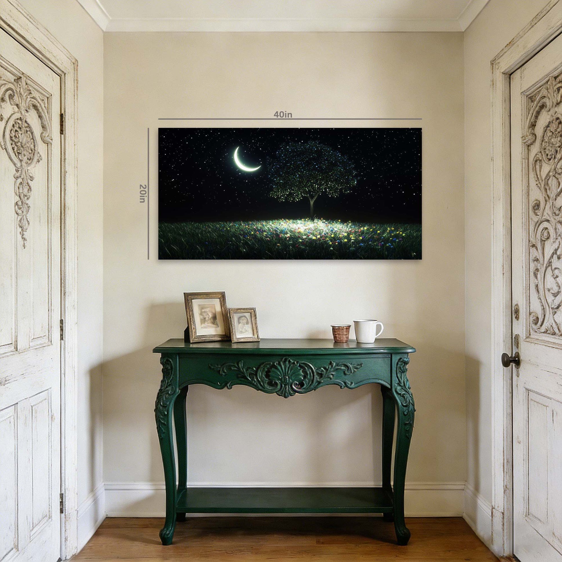 Navy Blue Fantasy Nature Canvas Wall Art for Living Room Prints Artwork Bedroom Office Decor