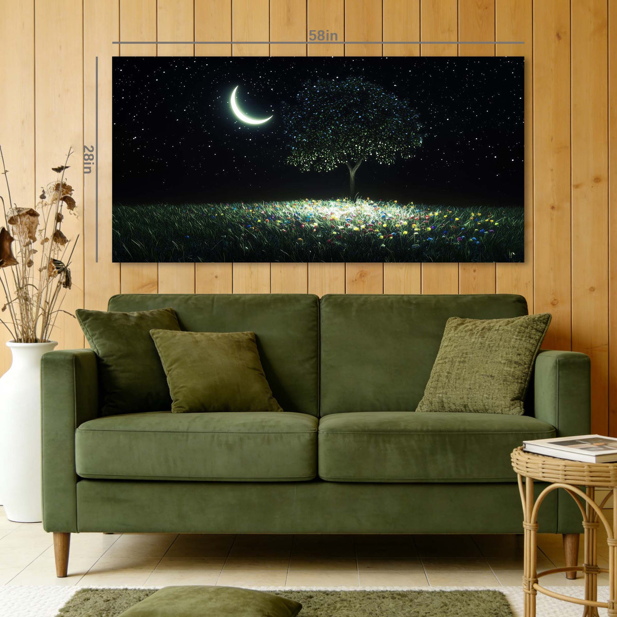 Navy Blue Fantasy Nature Canvas Wall Art for Living Room Prints Artwork Bedroom Office Decor
