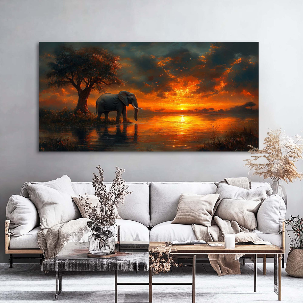 Orange Animals Wall Art for Living Room Canvas Painting Prints Art Deco Artwork Office Bedroom Decor