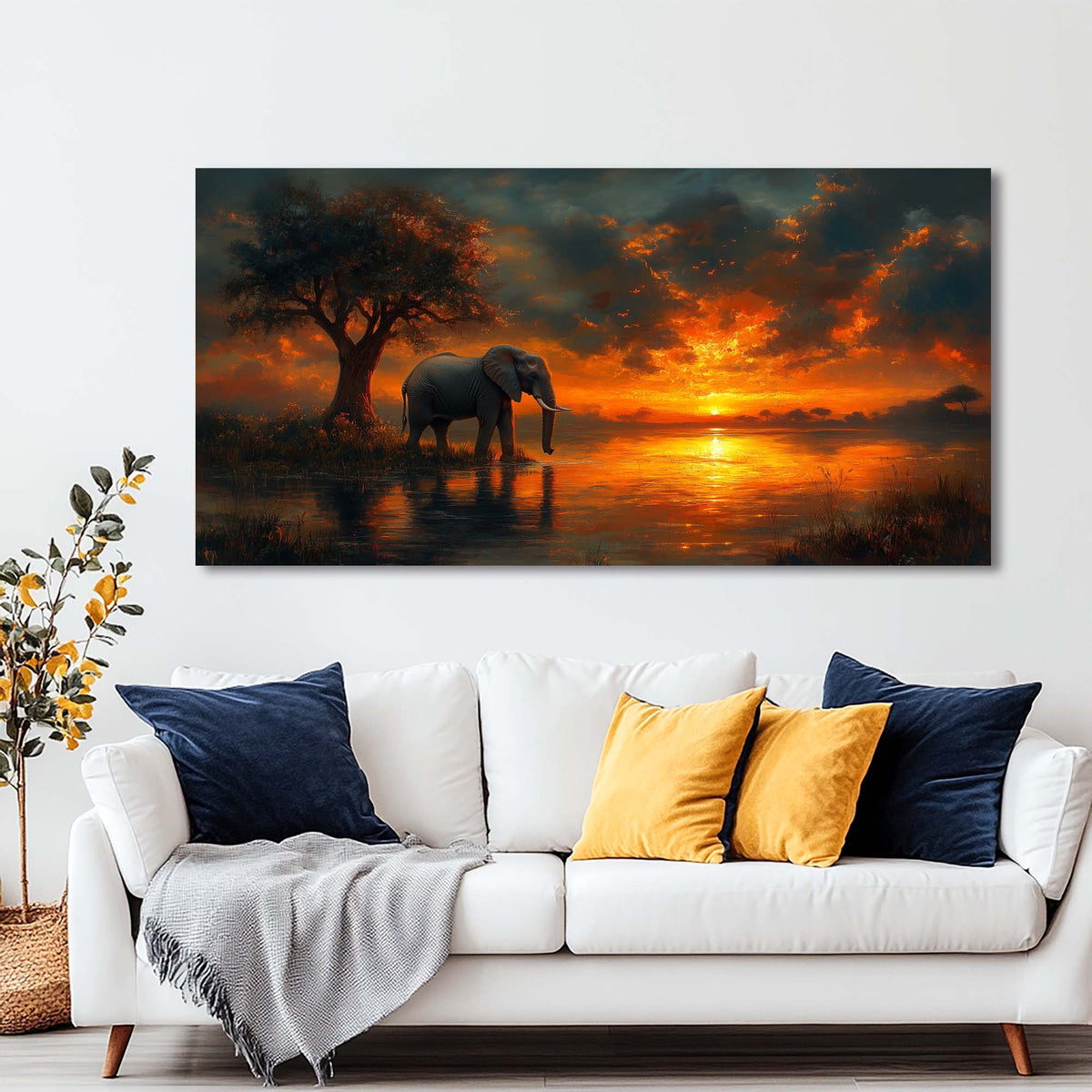Orange Animals Wall Art for Living Room Canvas Painting Prints Art Deco Artwork Office Bedroom Decor