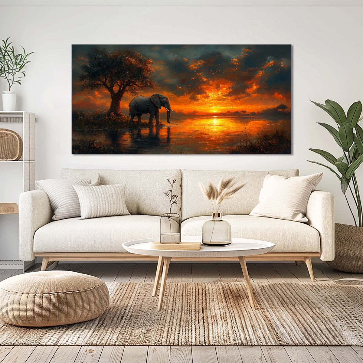 Orange Animals Wall Art for Living Room Canvas Painting Prints Art Deco Artwork Office Bedroom Decor