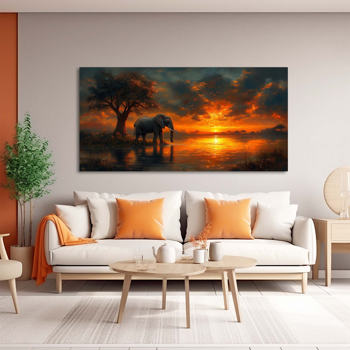 Orange Animals Wall Art for Living Room Canvas Painting Prints Art Deco Artwork Office Bedroom Decor