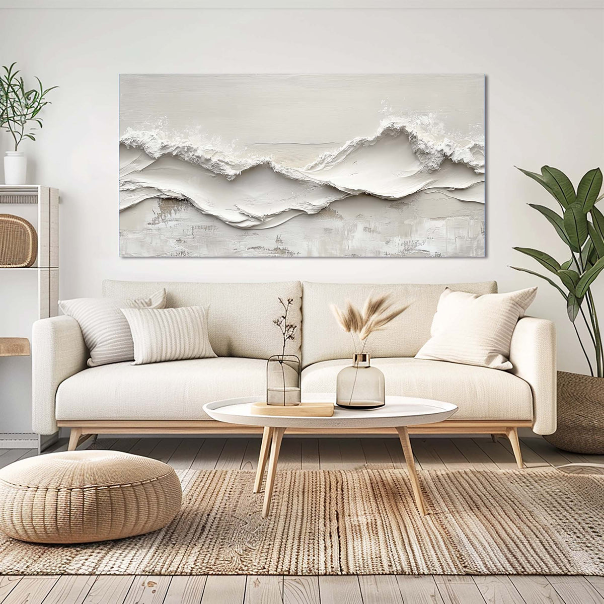 White Abstract Wall Art for Living Room Canvas Painting Prints Art Deco Artwork Office Bedroom Decor