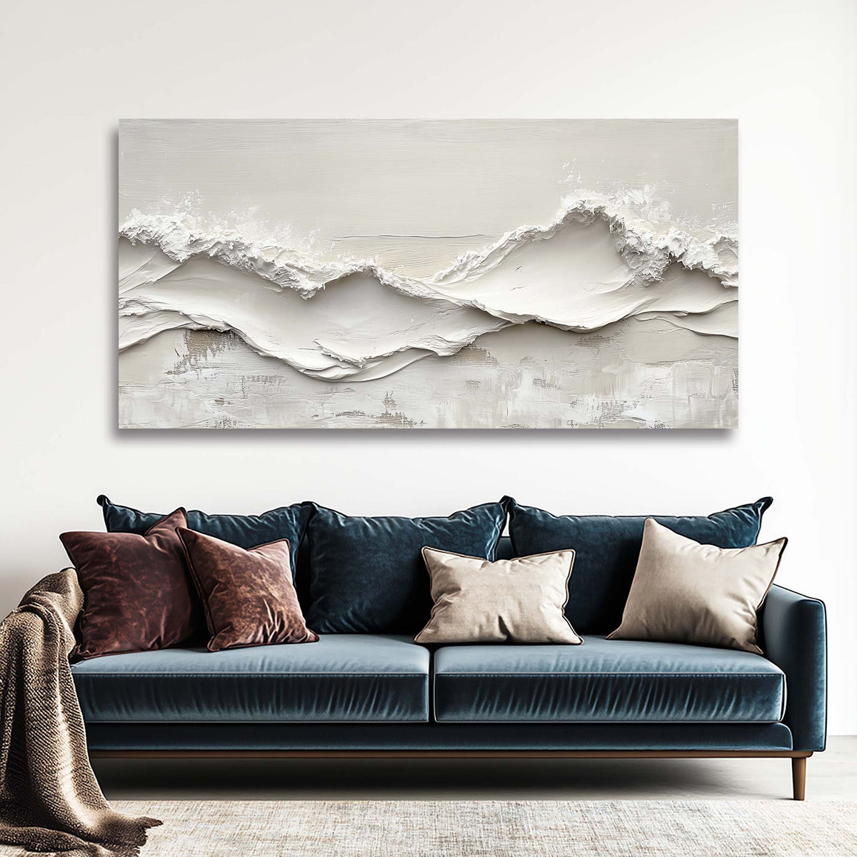 White Abstract Wall Art for Living Room Canvas Painting Prints Art Deco Artwork Office Bedroom Decor