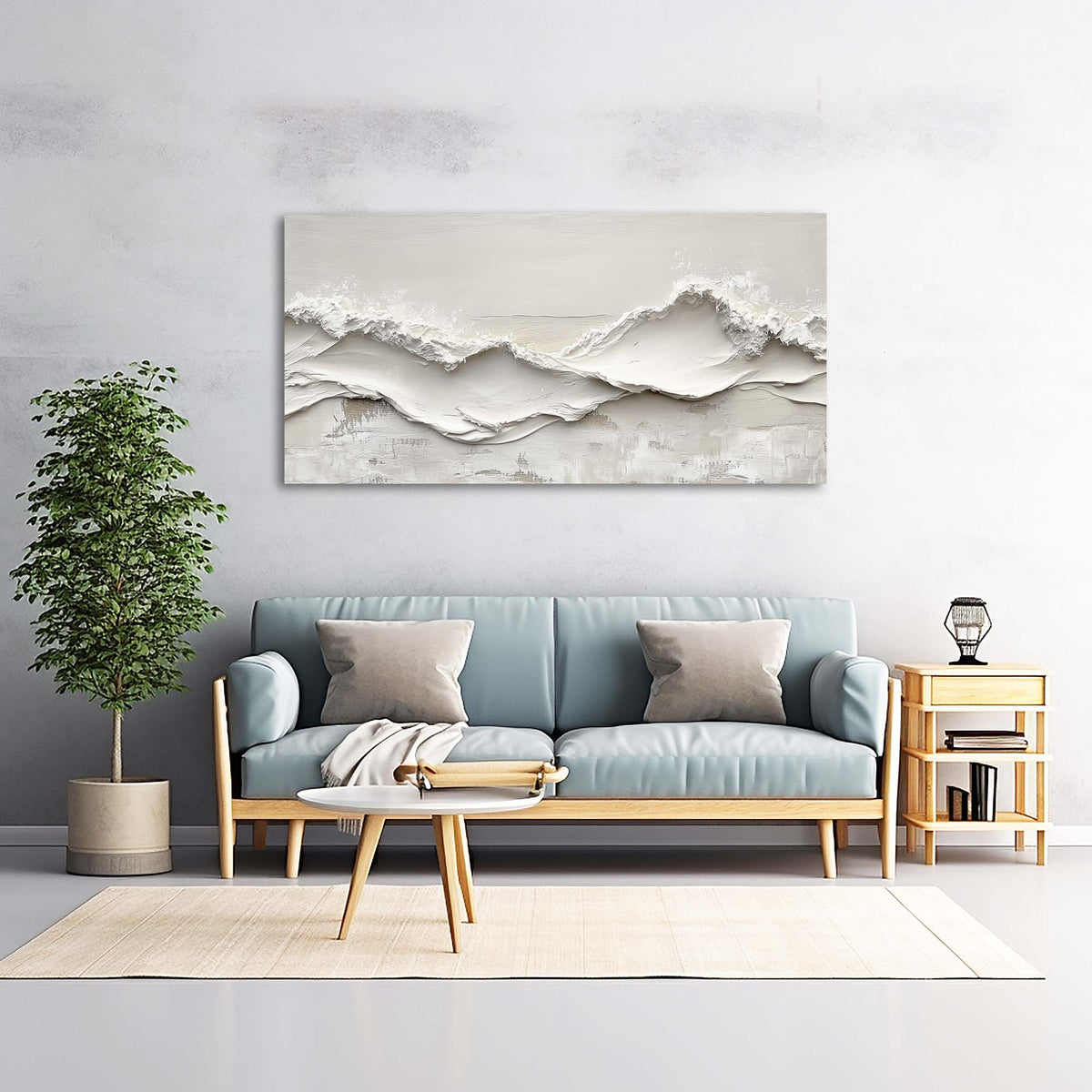 White Abstract Wall Art for Living Room Canvas Painting Prints Art Deco Artwork Office Bedroom Decor