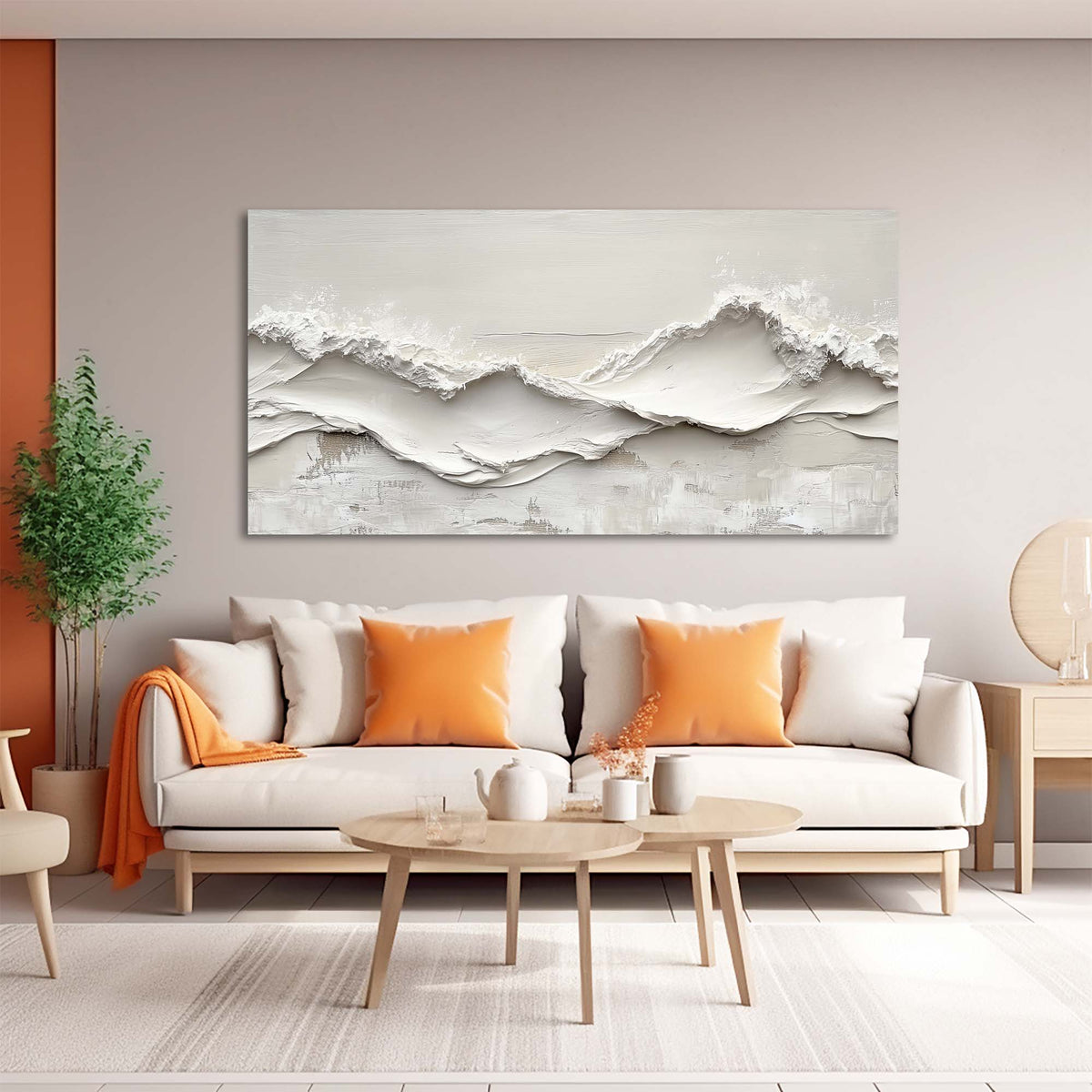 White Abstract Wall Art for Living Room Canvas Painting Prints Art Deco Artwork Office Bedroom Decor